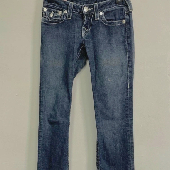 True Religion "Billy" Bootcut Jeans. Dark Medium Wash. Sz 26x32 Worn 2 times. - Picture 1 of 8
